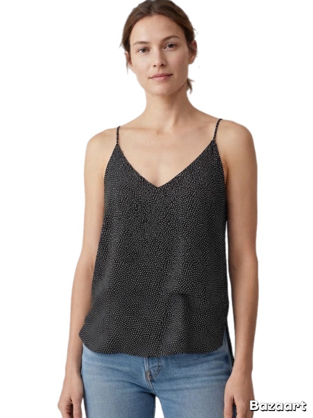 Tart Black and White Microdot V-Neck Cami Tank